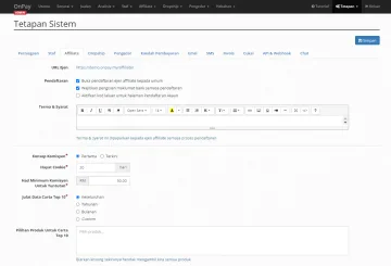 Tetapan Affiliate