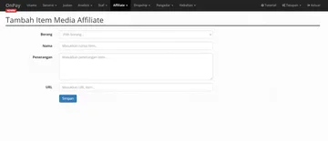 Tambah Item Media Affiliate